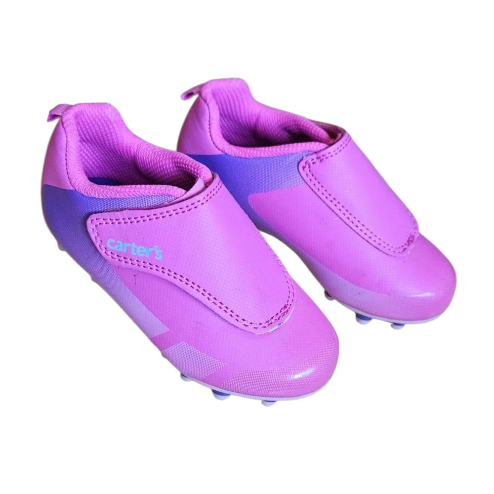 Carter's Girls Pink Purple Soccer Cleats Athletic Shoes Toddler Size 7